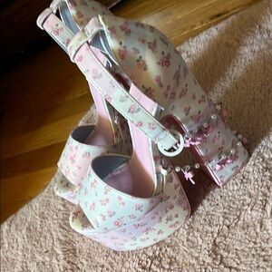 Dolls Kill Pink Platform Heels with Ankle Strap